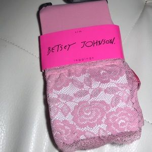 Pink lace trim leggings vintage Betsey Johnson vintage footless tights prom S/M